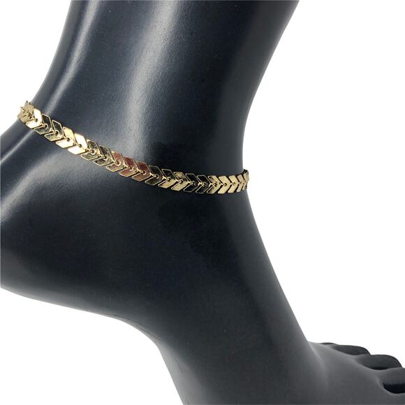 Gold Arrow Link Anklet - Picture 2 of 4